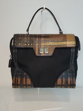 Prada Tessuto Nylon Saffiano Tartan Print Satchel